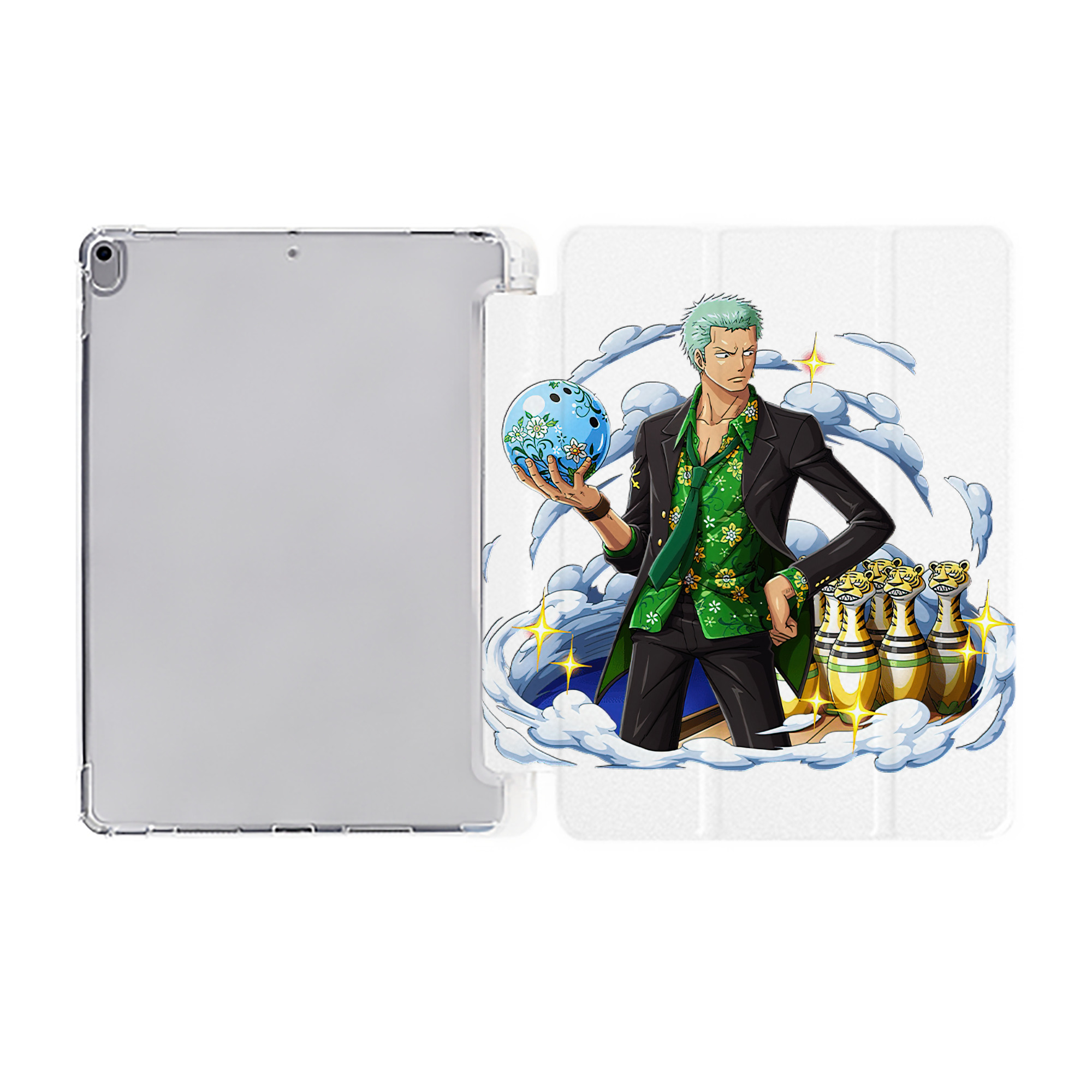 （画像用） ワンピース ロロノア・ゾロ ONE PIECE Roronoa Zoro IPad ケース ペン収納付き 三つ折りスタンド PUレザー×シリコン 対応機種9.5/10.5/10.9インチ